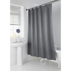 B&M Mono Jacquard Shower Curtain - Grey
