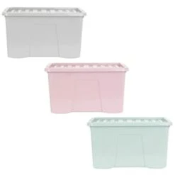 B&M Storage Box With Lid 60L - Dusty Pink -Cheap Home Style Store 391387 391388 391389 60l storage box group