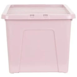 B&M Storage Box With Lid 60L - Dusty Pink -Cheap Home Style Store 391389 dusty pink 60l storage box 2