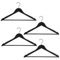 B&M Matt Black Wooden Hangers 4pk -Cheap Home Style Store 392148 4pk matte black wooden hangers 2
