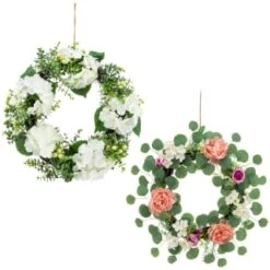 Bloom Spring Flowers Wreath - Pink 5 Bloom Spring Flowers Wreath - Pink -Cheap Home Style Store 392822 spring flowers wreath white