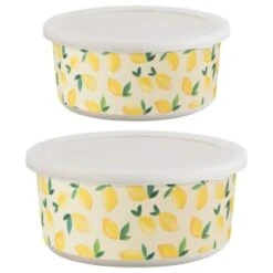 B&M Round Tubs 2pk - Lemons -Cheap Home Style Store 392928 2pk reuse and repurpose round tubs lemon 6