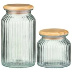 B&M Large Ribbed Glass Jar With Wooden Lid 7 B&M Large Ribbed Glass Jar With Wooden Lid -Cheap Home Style Store 394426 394427 ribbed glass jar with wooden lid group