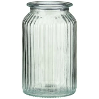 B&M Large Ribbed Glass Jar With Wooden Lid 3 B&M Large Ribbed Glass Jar With Wooden Lid - Image 3