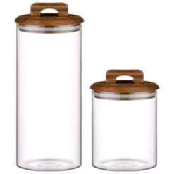 B&M Large Glass Jar With Acacia Wood Lid 7 B&M Large Glass Jar With Acacia Wood Lid -Cheap Home Style Store 394438 394439 glass canister with acacia wood group