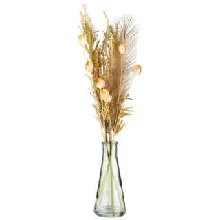 B&M Pampas & Leaf In Glass Vase 1 B&M Pampas & Leaf In Glass Vase