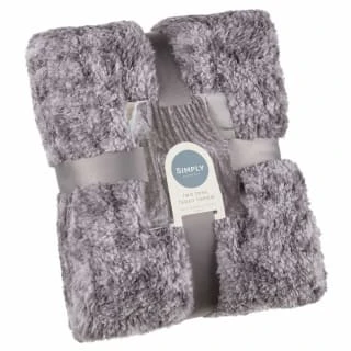 B&M Simply Two Tone Teddy Throw - Grey 1 B&M Simply Two Tone Teddy Throw - Grey