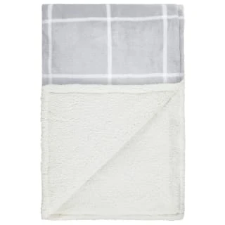 Winston Grey Check Sherpa Throw 2 Winston Grey Check Sherpa Throw - Image 2
