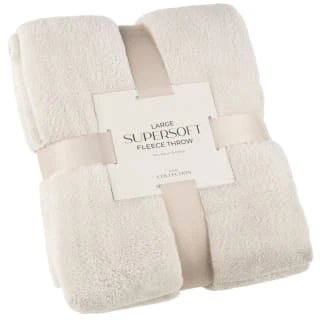 Large Cream Fleece Throw 1 Large Cream Fleece Throw