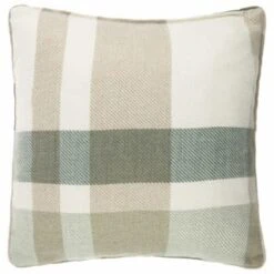 Country Check Cushion With Pipe - Sage Green