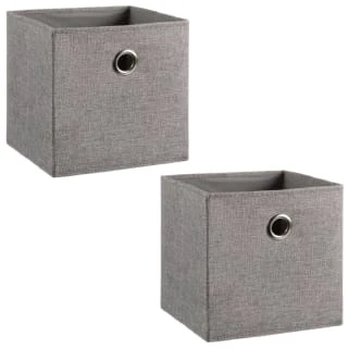 Lokken Linen Storage Cubes 2pk - Grey 3 Lokken Linen Storage Cubes 2pk - Grey - Image 3