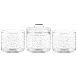 B&M Printed Glass Stackable Storage Jars 3pc - White 9 B&M Printed Glass Stackable Storage Jars 3pc - White -Cheap Home Style Store 396484 3pk printed glass stackable storage jars white 2