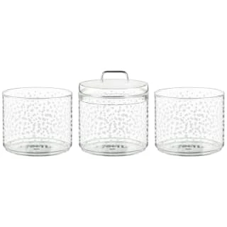 B&M Printed Glass Stackable Storage Jars 3pc - White 4 B&M Printed Glass Stackable Storage Jars 3pc - White - Image 4