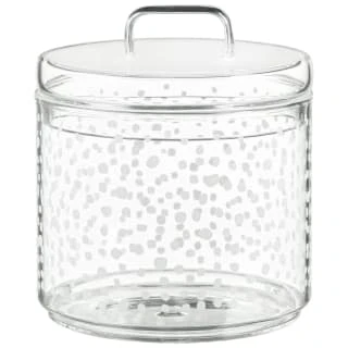 B&M Printed Glass Stackable Storage Jars 3pc - White 2 B&M Printed Glass Stackable Storage Jars 3pc - White - Image 2