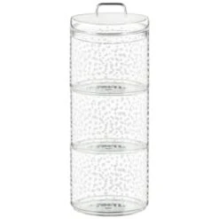 B&M Printed Glass Stackable Storage Jars 3pc - White 10 B&M Printed Glass Stackable Storage Jars 3pc - White -Cheap Home Style Store 396484 3pk printed glass stackable storage jars white 4