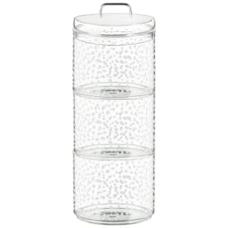 B&M Printed Glass Stackable Storage Jars 3pc - White 5 B&M Printed Glass Stackable Storage Jars 3pc - White - Image 5