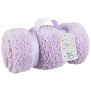 Simply Kids Teddy Throw - Lilac 1 Simply Kids Teddy Throw - Lilac